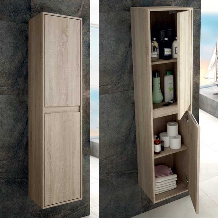 Ensemble meuble de salle de bain 80cm simple vasque + colonne de rangement IRIS - cambrian (chêne) 5