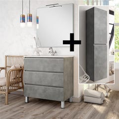 Ensemble meuble de salle de bain 70cm simple vasque + colonne de rangement PALMA - ciment (gris) 0