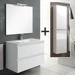 Ensemble meuble de salle de bain 60cm simple vasque + colonne de rangement - BALEA - blanc 0