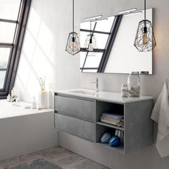 Ensemble meuble de salle de bain 120cm vasque déportée + colonne de rangement OLYMPE - ciment (gris) 1