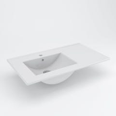 Ensemble meuble de salle de bain 80cm vasque déportée + colonne de rangement OLYMPE - cambrian (chêne) 7