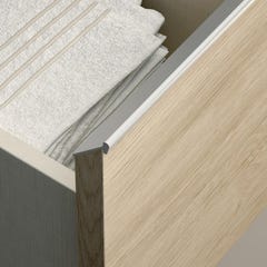 Ensemble meuble de salle de bain 80cm simple vasque + colonne de rangement - BALEA - bambou (chêne clair) 5