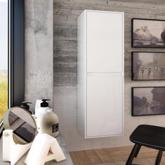Ensemble meuble de salle de bain 100cm simple vasque + colonne de rangement TIRIS - blanc 5