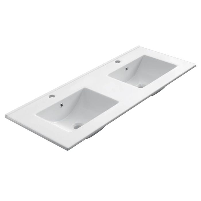 Ensemble meuble de salle de bain 120cm double vasque + colonne de rangement TIRIS - ciment (gris) 6