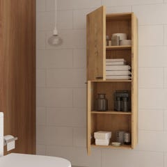 Ensemble meuble de salle de bain 80cm vasque déportée + colonne de rangement - KING - Roble (chêne clair) 4