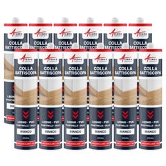 Mastic Colle Plinthes bois, carrelages, parquet, marches, seuils,,, : ARCAMASTIC JOINT ET COLLE Blanc - 290 ml x 12 - ARCANE INDUSTRIES 1