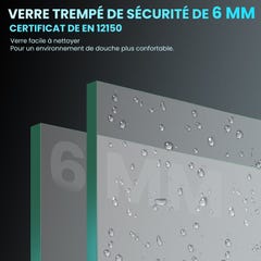 SIRHONA Porte de douche Noir plié, Porte de douche Pivotante en Verre Transparent 6mm Securit, 76x195cm 4