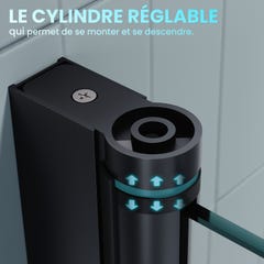SIRHONA Porte de douche Noir plié, Porte de douche Pivotante en Verre Transparent 5mm Securit, 800x1950mm 3
