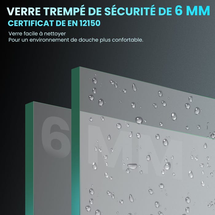 SIRHONA Porte de douche plié, Porte de douche Pivotante en Verre Transparent 5mm Securit, 76x195cm 4