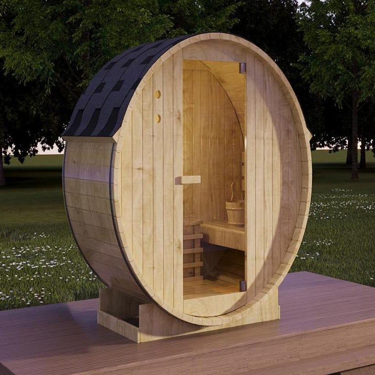 Sauna d'extérieur 2 places avec poêle 3,5KW - L185 x P120 x H190 cm - ISOKYRO 0