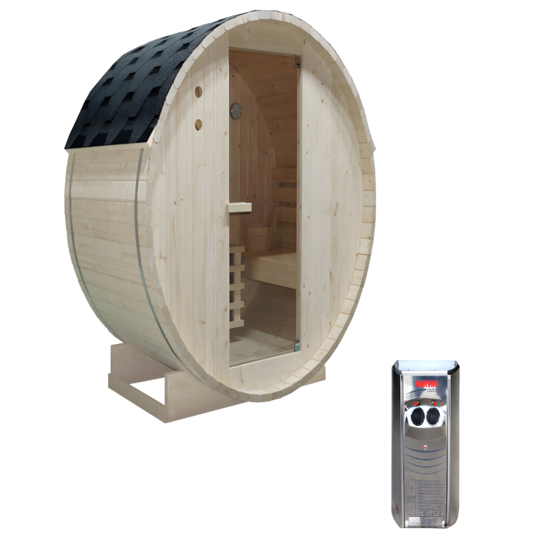 Sauna d'extérieur 2 places avec poêle 3,5KW - L185 x P120 x H190 cm - ISOKYRO 3
