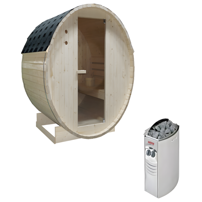 Sauna d'extérieur 4 places avec poêle 6KW - L185 x P180 x H190 cm - ISOKYRO 2