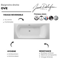 Pack baignoire droite 180 X 80 JACOB DELAFON Ove + pare bain chromé 3