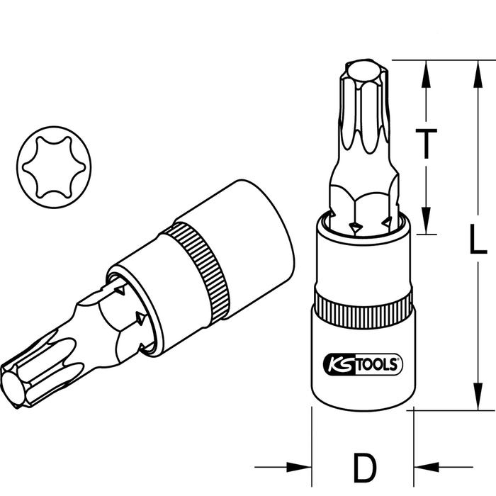 KS TOOLS - Douille tournevis ULTIMATE® TORX® 1/2", L.55 mm - T55 - 922.1687 1