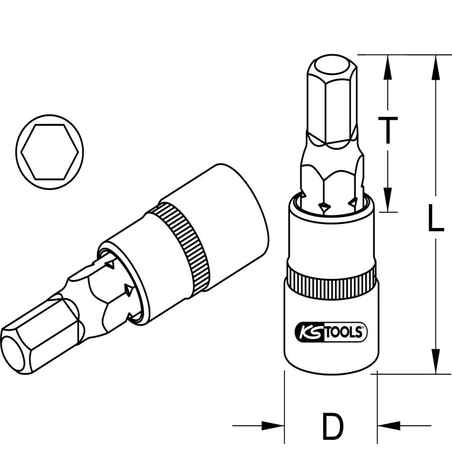KSTOOLS - Douille tournevis ULTIMATE® 6 pans 1/2", L.55 mm - 19 mm - 922.1670 1