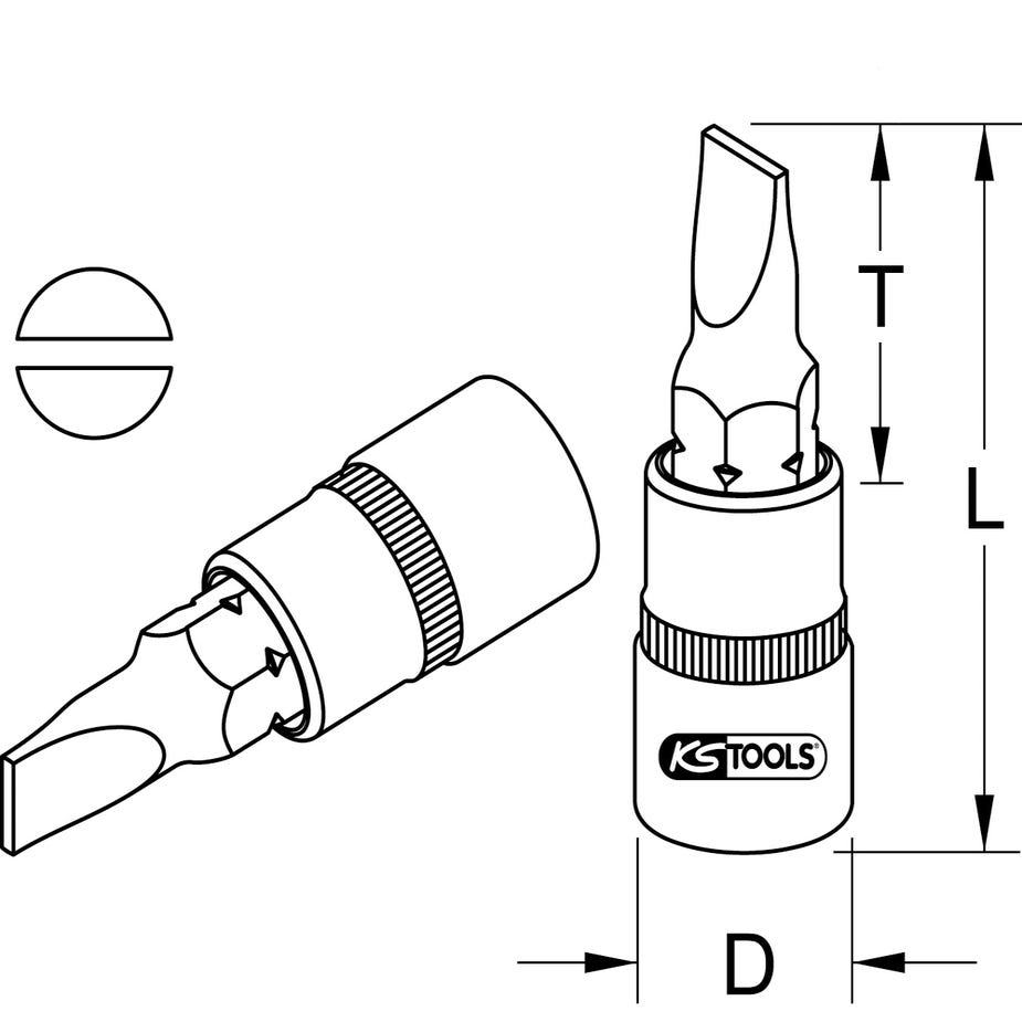 KS TOOLS - Douille tournevis ULTIMATE® 3/8" Fente, L.50 mm - 4 mm - 922.3875 1