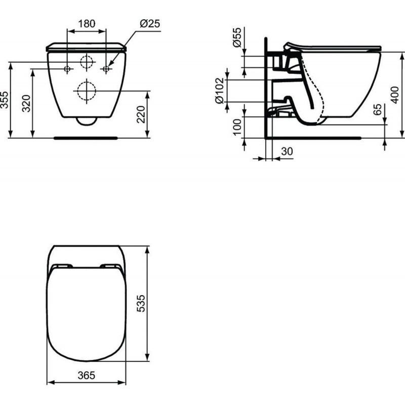 Grohe Pack WC Bâti Autoportant Rapid SL + WC sans bride Tesi + Abattant softclose + Plaque chrome (ProjectTesi-5) 4