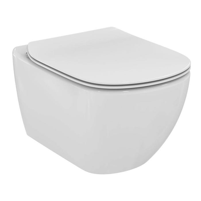 Grohe Pack WC Bâti Autoportant Rapid SL + WC sans bride Tesi + Abattant softclose + Plaque chrome (ProjectTesi-5) 2