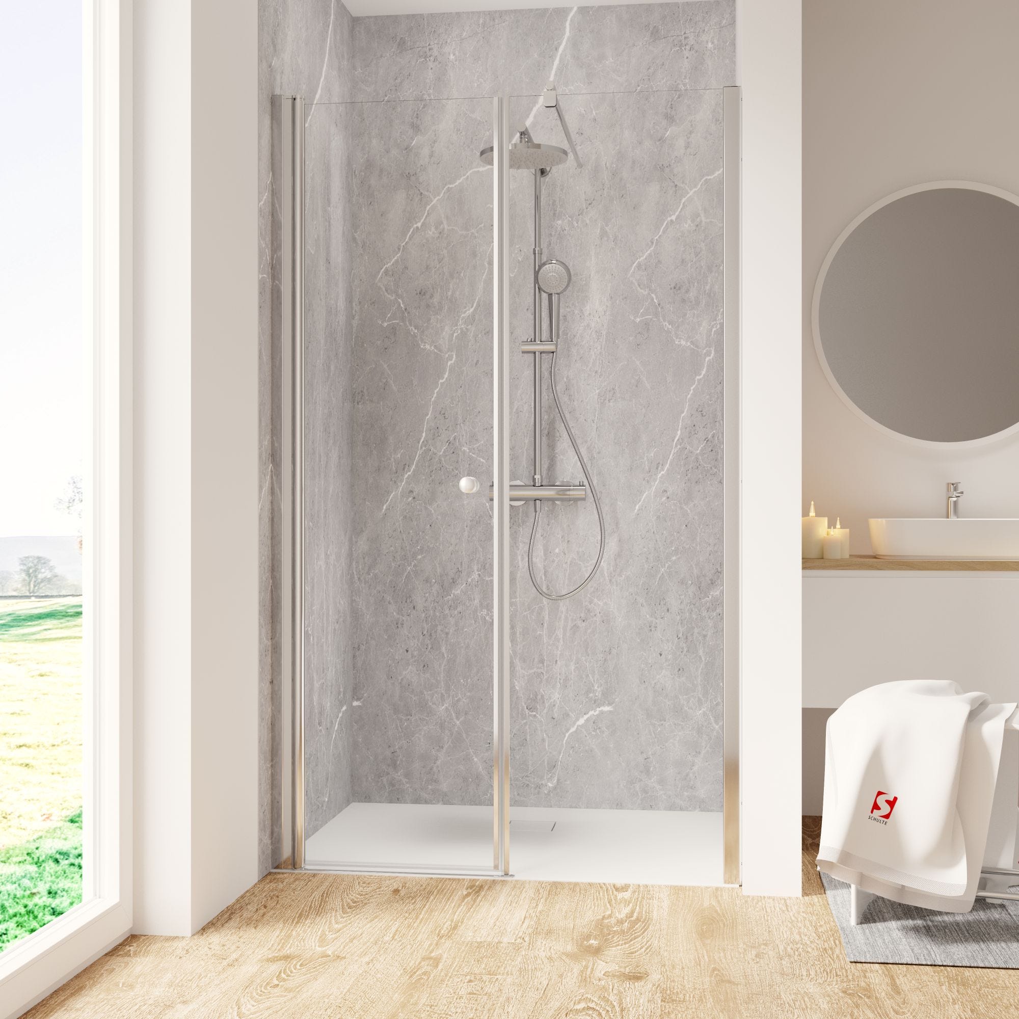 Schulte Porte de douche pivotante, verre 6 mm, profilé aspect chromé, Garant, 120 x 200 cm, ouverture vers la gauche 0