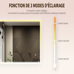 SIRHONA Miroir de Salle de Bain LED avec Prise, Fonction 3 températures de Couleur, Anti-buée,dispositif bluetooth,affichage du temps,120x60cm 3