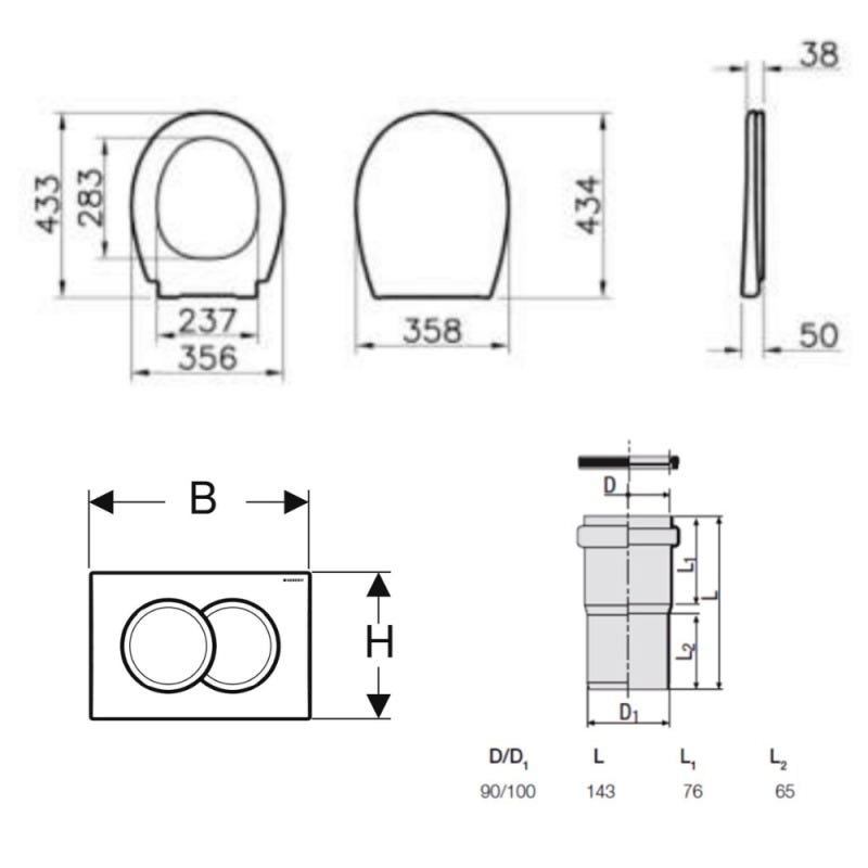 Pack Bati-support Geberit Duofix 112cm + WC suspendu Vitra Normus + Abattant softclose + Plaque blanche (NormusGeb1) 4