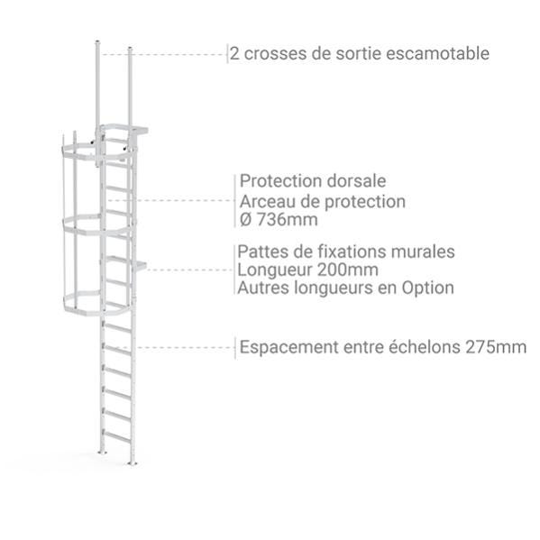 Echelle crinoline - Hauteur de bâtiment 6.00m - CS/2SD/600 1