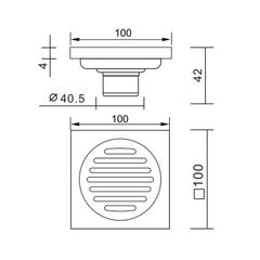 Siphon de sol à encastrer avec grille - Doré brossé 1