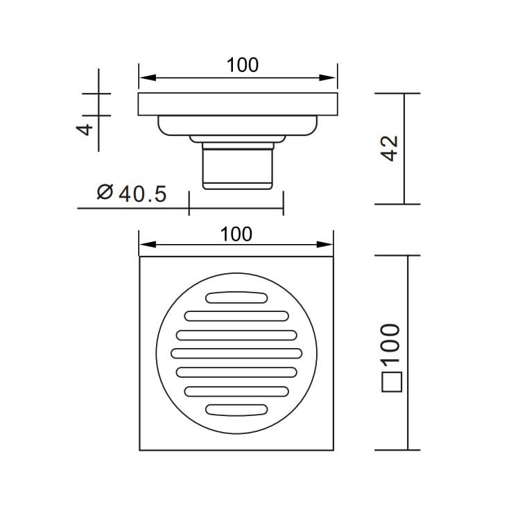 Siphon de sol à encastrer avec grille - Doré brossé 3