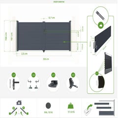 Portail alu battant 3,5m EIGER 350B160 1