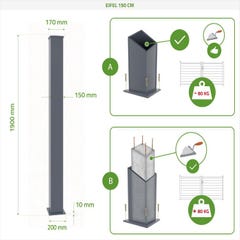 Pack portail battant 3,5m EIGER 350B180 + 2 poteaux H.190cm 2