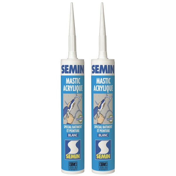 Mastic acrylique blanc pour combler des fissures Semin -  intérieur/extérieur - cartouche de 310 ml ❘ Bricoman