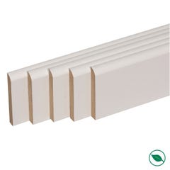 Pack de 5 plinthes bord arrondi MDF revêtues blanc 2200 x 96 x 10 mm PEFC 70% 0