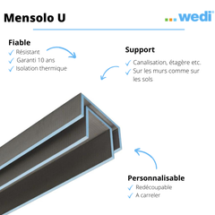 Coffre d'habillage WEDI Mensolo U 260 x 20 x 20 cm + Colle 320 3