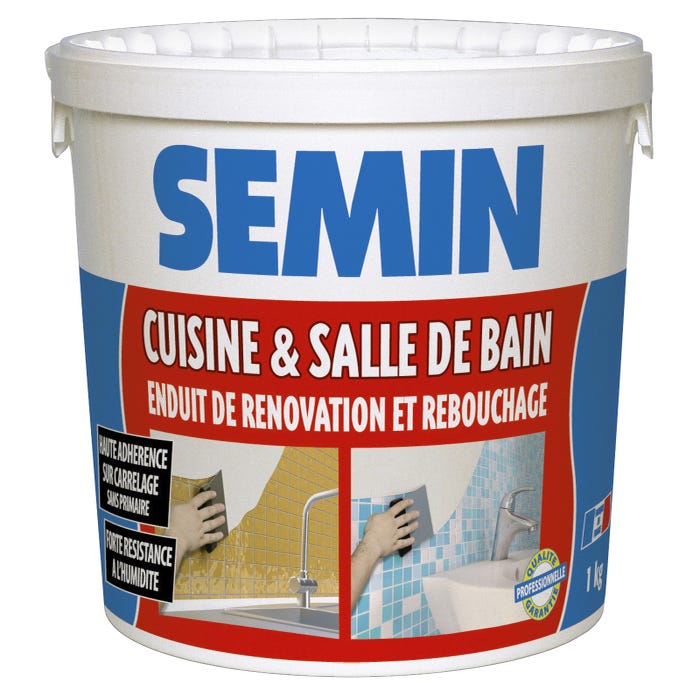 Pack Semin spécial rénovation salle de bain et cuisine pour 25m² composé d'un enduit de rebouchage & lissage et outils de lissage 2