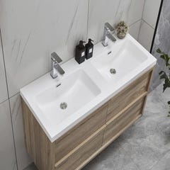 Meuble de salle de bain suspendu avec vasque à encastrer - Coloris naturel clair - 120 cm - QUADRA 6