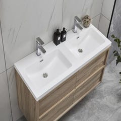 Meuble de salle de bain suspendu avec vasque à encastrer - Coloris naturel clair - 120 cm - QUADRA 2