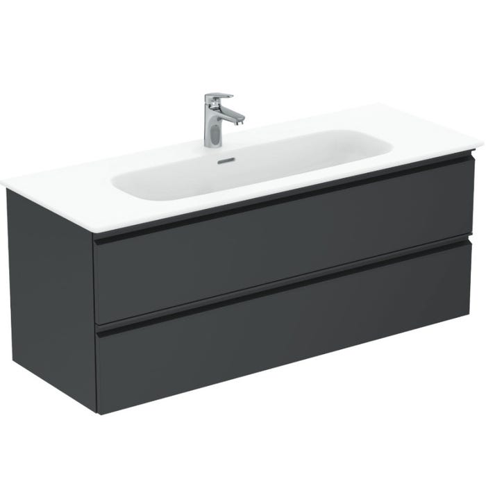 Ideal Standard Meuble de salle de bain suspendu 120 x 49 cm, gris mat (R0283Y2) 0