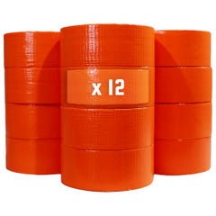 Lot de 12 Rubans adhésifs toilés orange 50 mm x 33 m - Rouleau adhésif TECPLAST pour fixer les bâches, fils et câbles 0