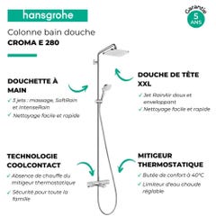 Colonne bain douche thermostatique HANSGROHE Croma E 280 chromée + nettoyant Briochin 2