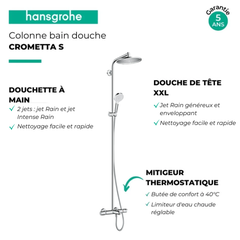 Colonne bain douche thermostatique HANSGROHE Crometta S 240 chromé + nettoyant Briochin 2