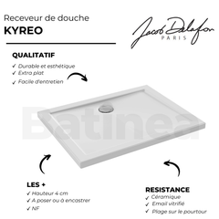 Receveur 100 x 80 JACOB DELAFON Kyreo ceramique rectangle blanc 3