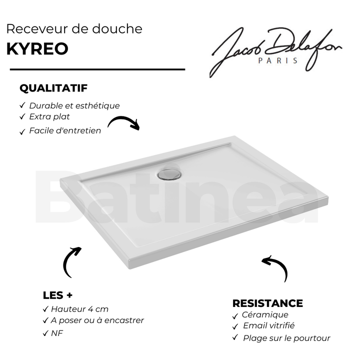 Receveur 100 x 80 JACOB DELAFON Kyreo ceramique rectangle blanc 3