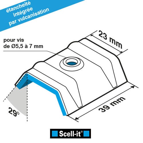 Kit 25 fixations bac acier sur bois Ø6,3 x 100 BLEU RAL5008 SCELL-IT 4