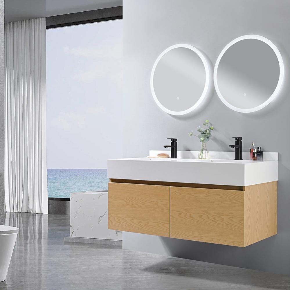 Meuble salle de bain double vasque blanche OPRAH 120 cm + 2 miroirs 1