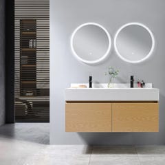 Meuble salle de bain double vasque blanche OPRAH 120 cm + 2 miroirs 0