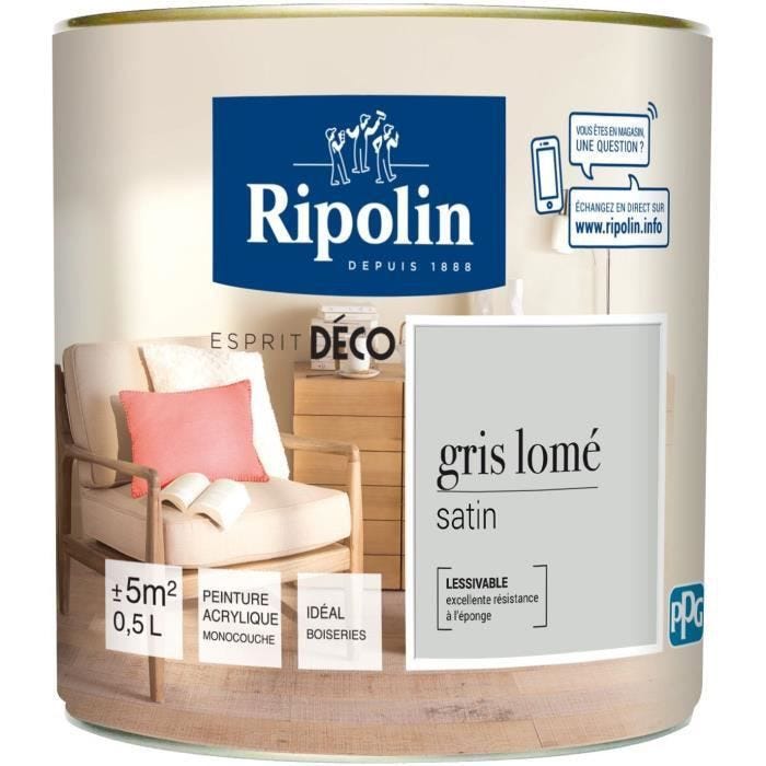Ripolin Peinture Murale Toutes Pieces, Ripolin - Gris Lome Satin, 0,5l ...