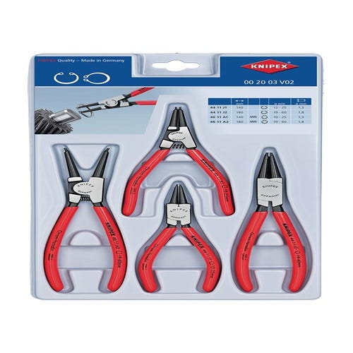 Knipex 00 20 03 V02 Jeu de pinces pour circlips Adapté pour (pinces pour circlips) circlips intérieurs et extérieurs 3