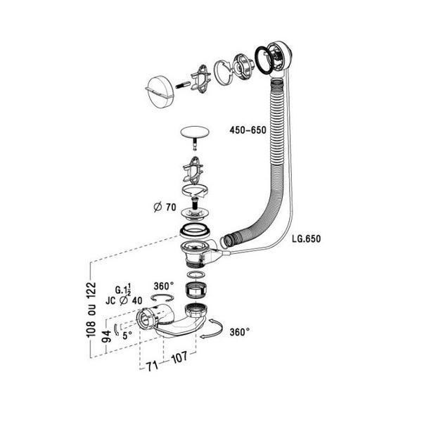 Vidage NICOLL avec siphon extra-plat inclus 1