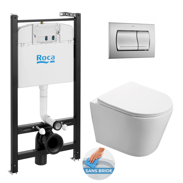 Roca Pack Bâti-support Roca Active + WC suspendu Infinitio sans bride + plaque chrome mat (RocaActiveInfinitio-2) 0