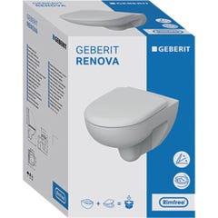 Pack cuvette WC suspendue RENOVA RIMFREE 6l avec abattant - GEBERIT - 500.699.01.1 2